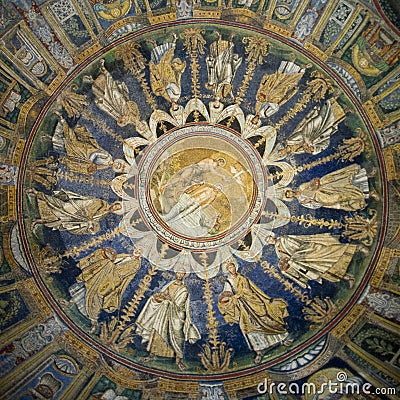 The Ceiling mosaic of The Baptistry of Neon. Ravenna, Italy Stock Photo