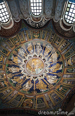 Ceiling Mosaic of the Baptistry in Ravenna Editorial Stock Photo