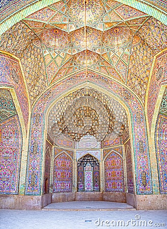 Ceiling Nasir al-Mulk Mosque Iran Stock Photo