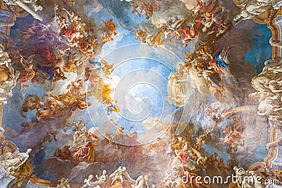 Ceiling painting of Palace Versailles near Paris, France Editorial Stock Photo