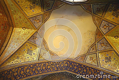 Ceiling of the palace Chehel Sotoun Stock Photo