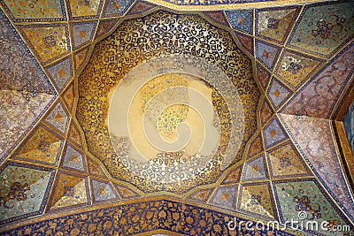 Ceiling of the palace Chehel Sotoun Stock Photo