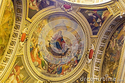 Ceiling religious painting from Chiesa del Gesu church Stock Photo