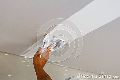 Ceiling repair for home renovate Stock Photo