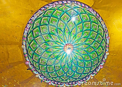 The ceiling rosette in Hindu Temple of Matale Editorial Stock Photo