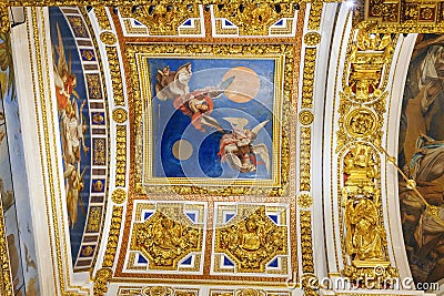 Ceiling of Saint Isaac`s Cathedral or Isaakievskiy Sobor in Saint Petersburg. Russia Editorial Stock Photo