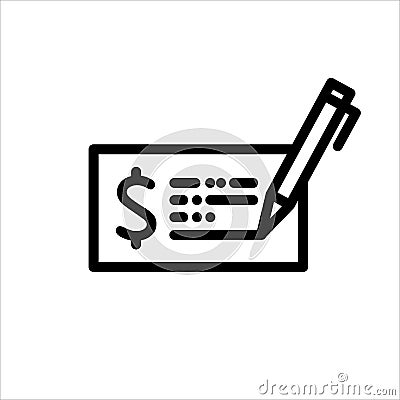 Cheque card flat line vector icon Vector Illustration