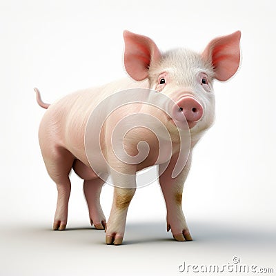 Cel Shaded 3d Pig Model On White Background Stock Photo