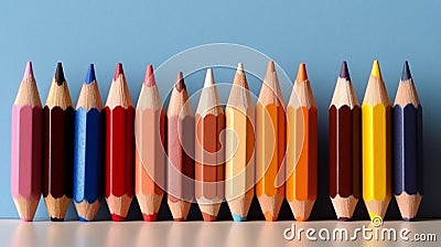 color pencils on a pristine white backdrop. Stock Photo