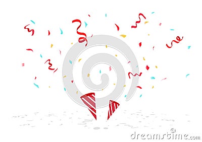 Celebrate confetti, ribbons and paper falling on the floor, holiday party decoration background vector Vector Illustration