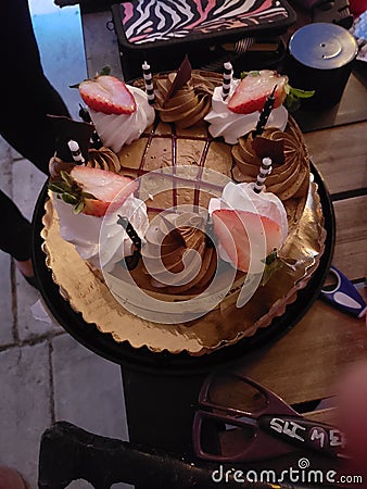 Celebrate with a delicious cake!! Stock Photo