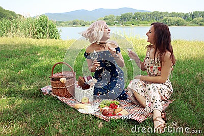 Celebrate friendship on picnic on sunny summer day Stock Photo