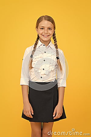 Celebrate knowledge day. Student little kid adores school. Emotional schoolgirl. September time to study. Girl adorable Stock Photo