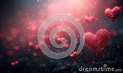 Celebrate Love: Dark Background Illuminated by Pink Bokeh Lights, Perfect for Valentine's Day Stock Photo
