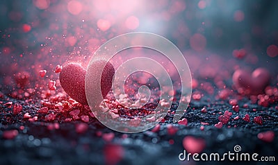 Celebrate Love: Dark Background Illuminated by Pink Bokeh Lights, Perfect for Valentine's Day Stock Photo