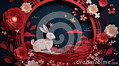 Lunar Celebration: Year of the Rabbit Card Template Stock Photo