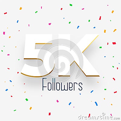 celebrate your 5k subscriber milestone with confetti design Vector Illustration