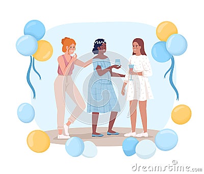 Celebrating baby shower 2D vector isolated illustration Vector Illustration