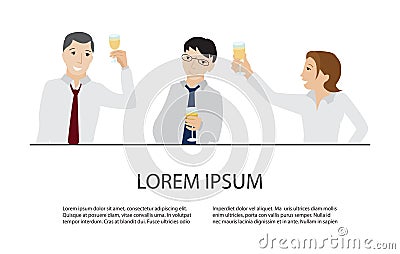 Celebrating business people vector banner Vector Illustration