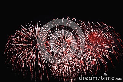 Celebrating with the gorgeous red fireworks Stock Photo