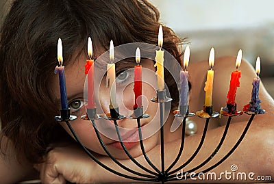 Celebrating Hanukkah Stock Photo