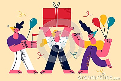 Celebrating holiday, party, having fun concept Vector Illustration