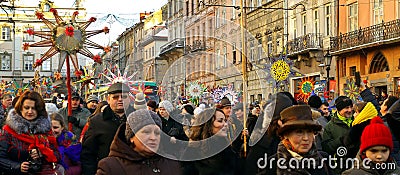 Celebrating Orthodox Christmas in Lviv Editorial Stock Photo