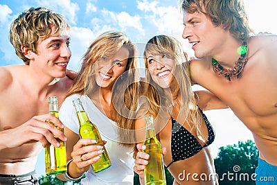Celebrating party at beach Stock Photo