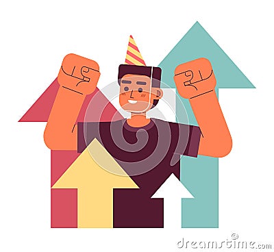 Celebrating success flat concept vector spot illustration Vector Illustration