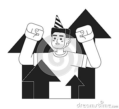 Celebrating success monochrome concept vector spot illustration Vector Illustration