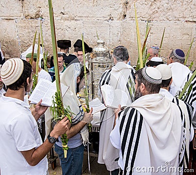 Celebrating sukkot at the Western Wall Editorial Stock Photo