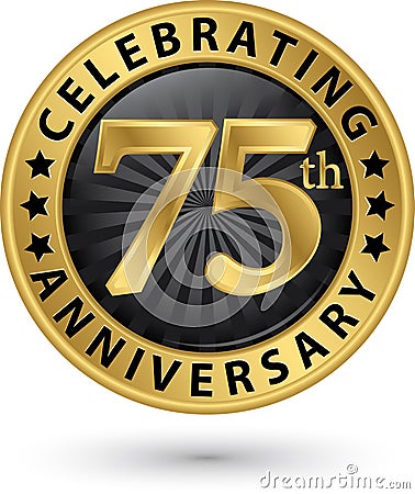 Celebrating 75th anniversary gold label, vector Vector Illustration