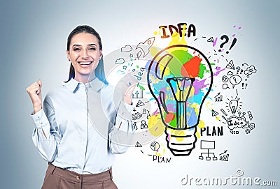 Celebrating young woman and her business idea Stock Photo