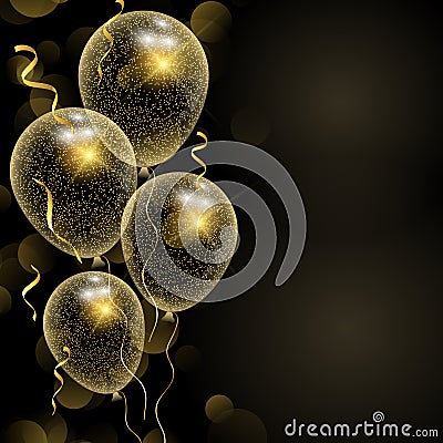 Celebration background with glittery gold balloons Vector Illustration