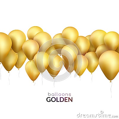 Celebration background with golden balloons. Vector banner for party invitation. Vector Illustration