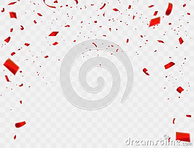 Celebration background template with confetti and red ribbons. luxury greeting rich card. Stock Photo