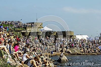 Celebration of the day of Naval forces in Kronstadt at Fort Cons Editorial Stock Photo