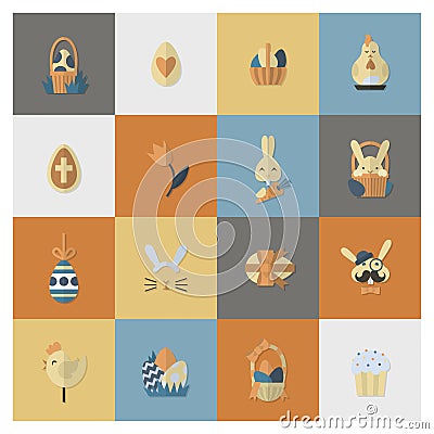 Celebration Easter Icons Vector Illustration