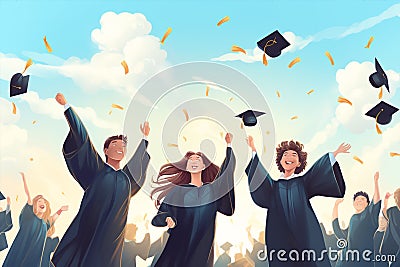 Celebration Education Graduation Student Success Learning Concept illustration Cartoon Illustration