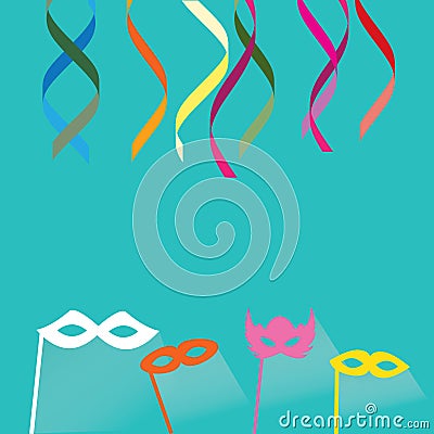 Celebration festive background with confetti, hanging pennants Vector Illustration