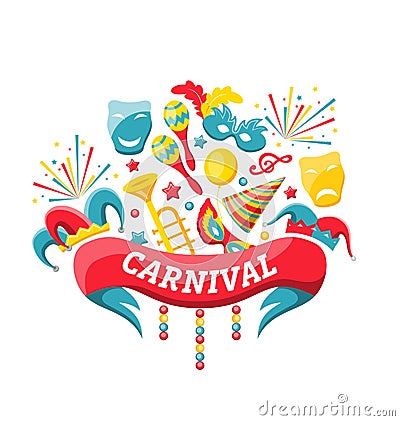 Celebration Festive Banner for Happy Carnival Vector Illustration