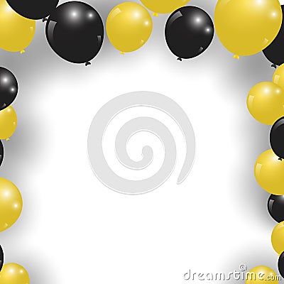 Celebration festive gold and black balloons. Vector Illustration