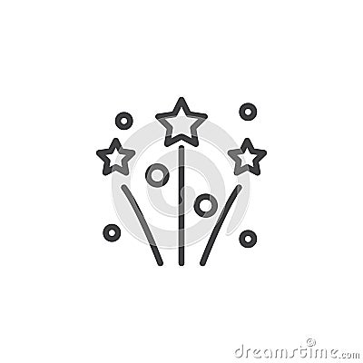 Celebration fireworks line icon Vector Illustration