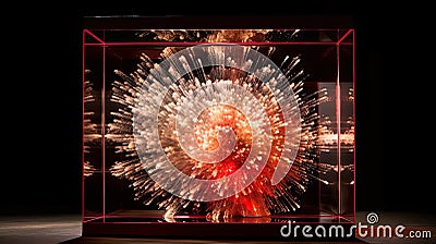 Celebration fireworks - red and silver Stock Photo