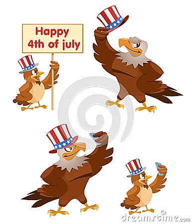 Celebration of the fourth of July. An American eagle Vector Illustration