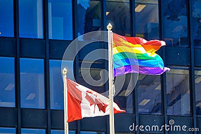 Celebration of Gay and LGBTQ rights on display in Toronto downtown, Stock Photo