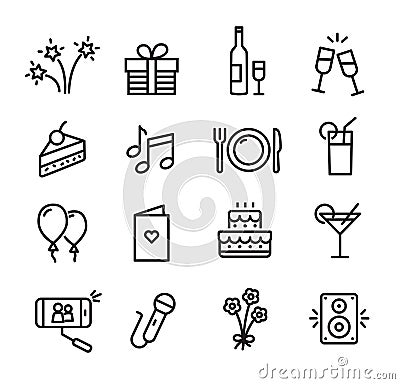 Celebration Icons Set Vector Illustration