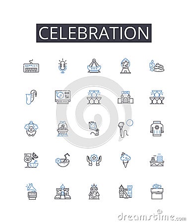Celebration Line Icons Collection. Threshold, Allowance, Cap