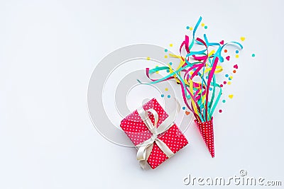 Celebration,party backgrounds concepts ideas with colorful confetti,streamers Stock Photo