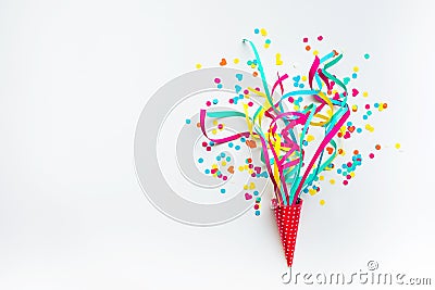 Celebration,party backgrounds concepts ideas with colorful confetti,streamers Stock Photo